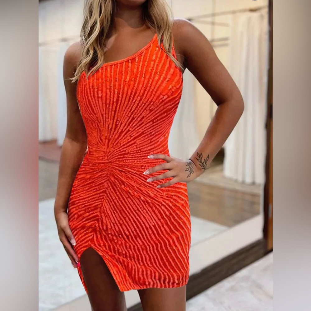 One Shoulder Beaded Homecoming | Prom | Party Dress